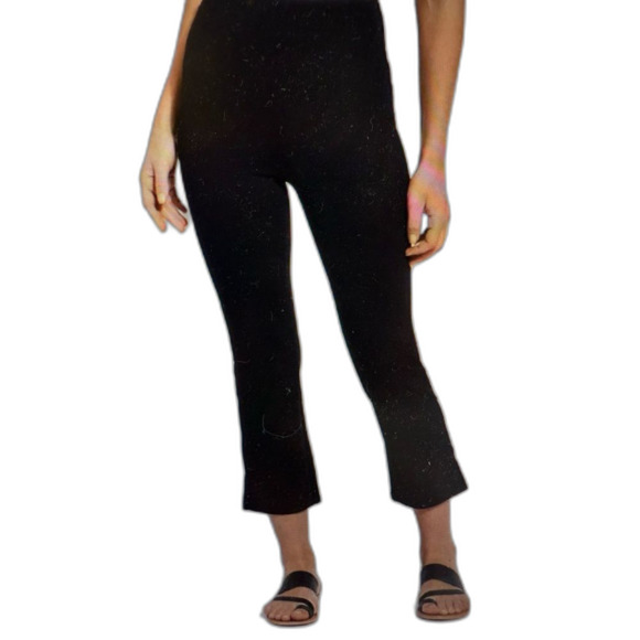 Lysse Women's Cropped Kick Flare Leggings Pants Small Black Split Hem Ankle - Picture 1 of 6